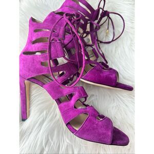 Jimmy Choo Magenta Suede Heels strapy heel new no box purple size 37 or 7